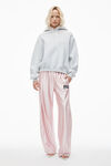 alexander wang puff logo hoodie in structured terry   light heather grey