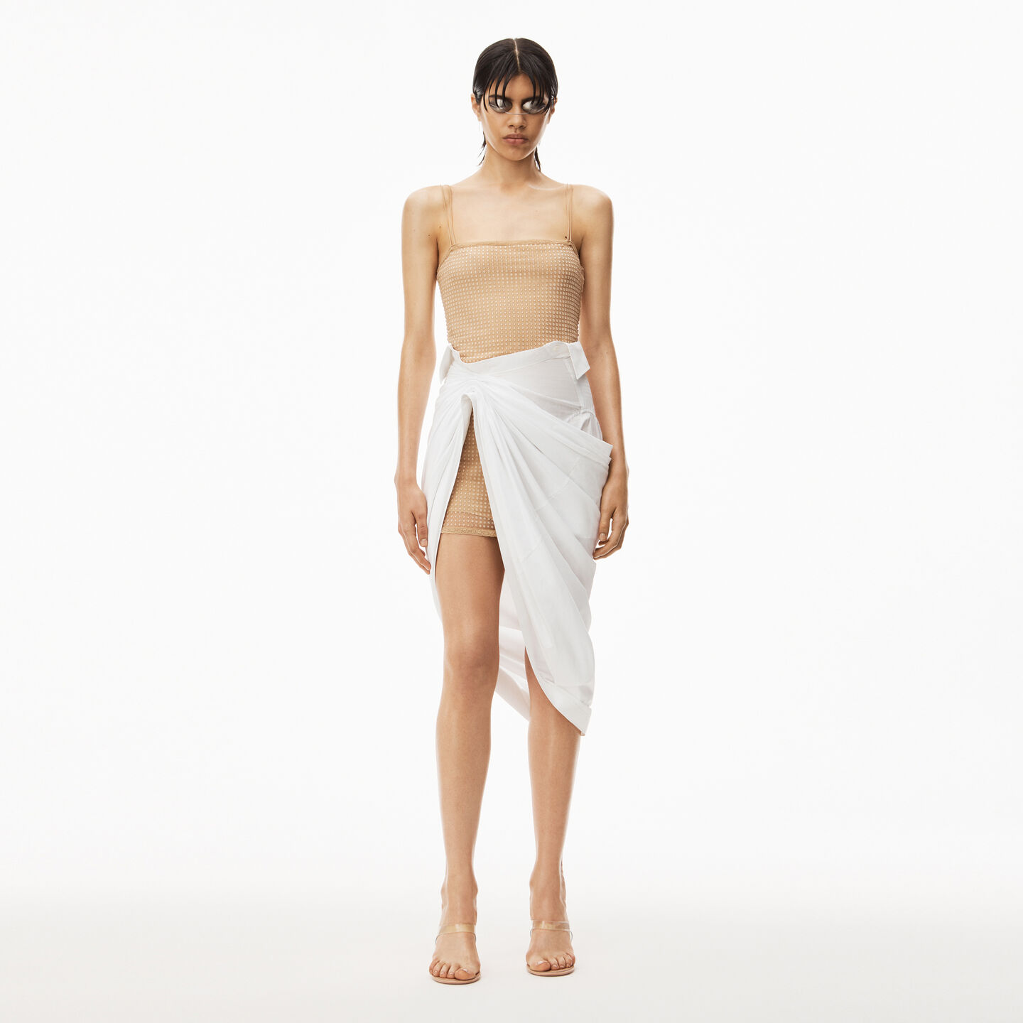 Shop Alexander Wang Asymmetrical Skirt In Stretch Cotton In White
