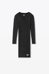 Alexander Wang washed black long sleeve loungewear dress in ribbed cotton