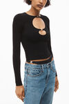 CREWNECK CUT OUT TOP IN COMPACT VISCOSE