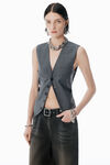 Alexander Wang dark grey melange graue weste aus wollmischgewebe mit kettenglieder-detail