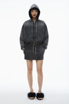 Alexander Wang washed caviar schlauchrock aus bio-baumwoll-frottee mit hotfix-strass