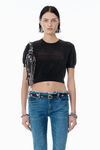 Alexander Wang washed black ブラック コットンブレンド シェニール ロゴ プルオーバー