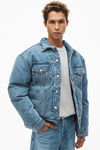 alexander wang padded trucker jacket in denim vintage medium indigo