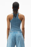 Alexander Wang washed blue classic racer tank in ribbed cotton