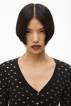 alexander wang 水晶尼龙 v 领短款开衫 black