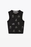 alexander wang hotfix cropped tank top in gauzy mesh black