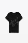 Alexander Wang black 罗纹平纹针织布水晶烫钻 t 恤