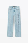 jeans in denim con logo EZ e cut-out