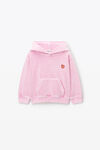 alexander wang kids puff logo hoodie in velour washed candy pink