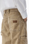 Alexander Wang weathered tan rounded carpenter jeans with weathered flocking