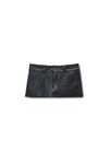 Alexander Wang black 黑色做旧机车皮革迷你裤裙