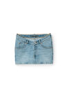 alexander wang nameplate v front skirt in denim vintage faded indigo