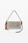 Alexander Wang black crackle grey black crackle leather ricco slim flap bag
