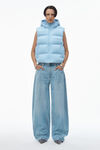 Alexander Wang oxford cropped hooded puffer vest with reflective logo