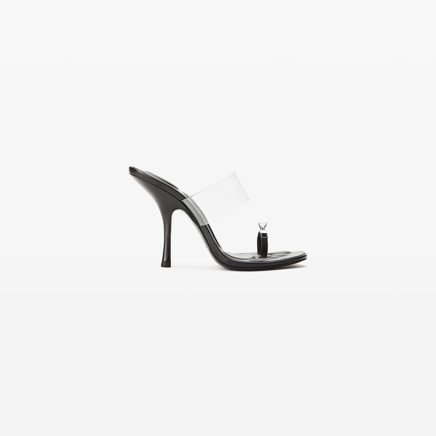 Alexander Wang Bianca 105mm Sandal W/ Crystal Toe Ring Shoes In Black