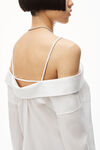alexander wang off-shoulder dress in compact cotton bright white