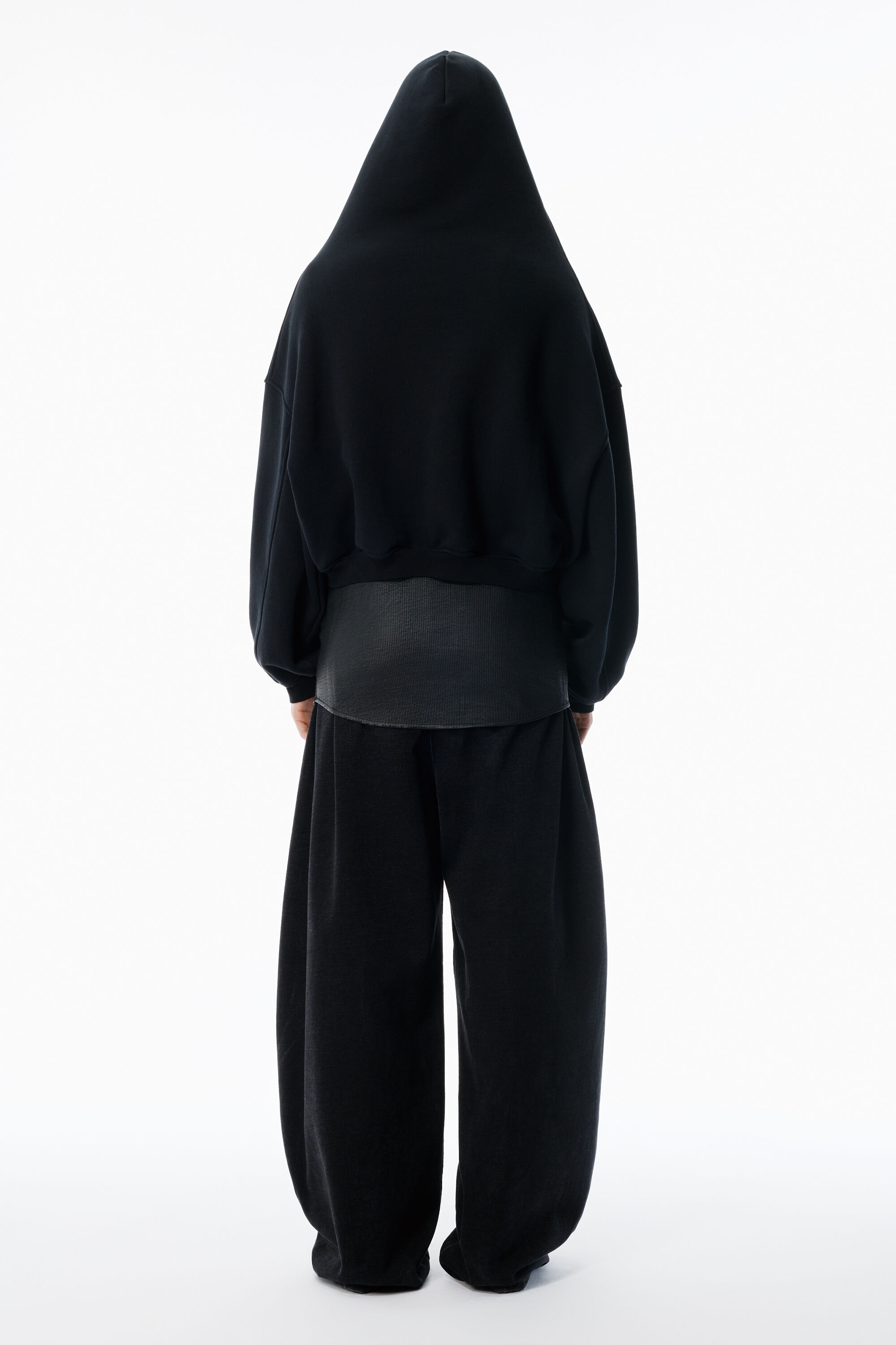 Black Veil Zip-Up Hoodie in BLACK | alexanderwang®