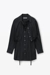 alexander wang 自系带密织棉质叠搭衬衫连衣裙 black