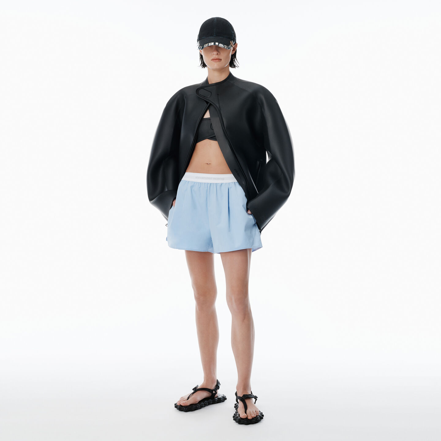 Alexander Wang Blue Organic Cotton Boxer Shorts In Blue