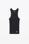 Alexander Wang washed black men's racerback tank in ribbed cotton