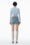 Alexander Wang sky blue logo cropped cardigan in superfine merino