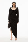 alexander wang asymmetrical drape dress in sheer jersey black