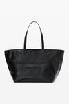 Alexander Wang black punch tote bag in crackle patent leather