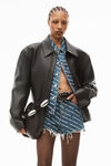 alexander wang bite logo short in deep blue denim deep blue/white