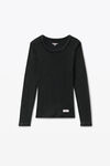 Alexander Wang washed black long-sleeve tee in ribbed cotton