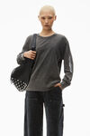 Alexander Wang washed cedar flame logo-embossed long-sleeve tee in cotton