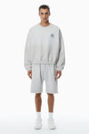 Alexander Wang light heather grey 徽标装饰加大款棉质毛圈布运动短裤