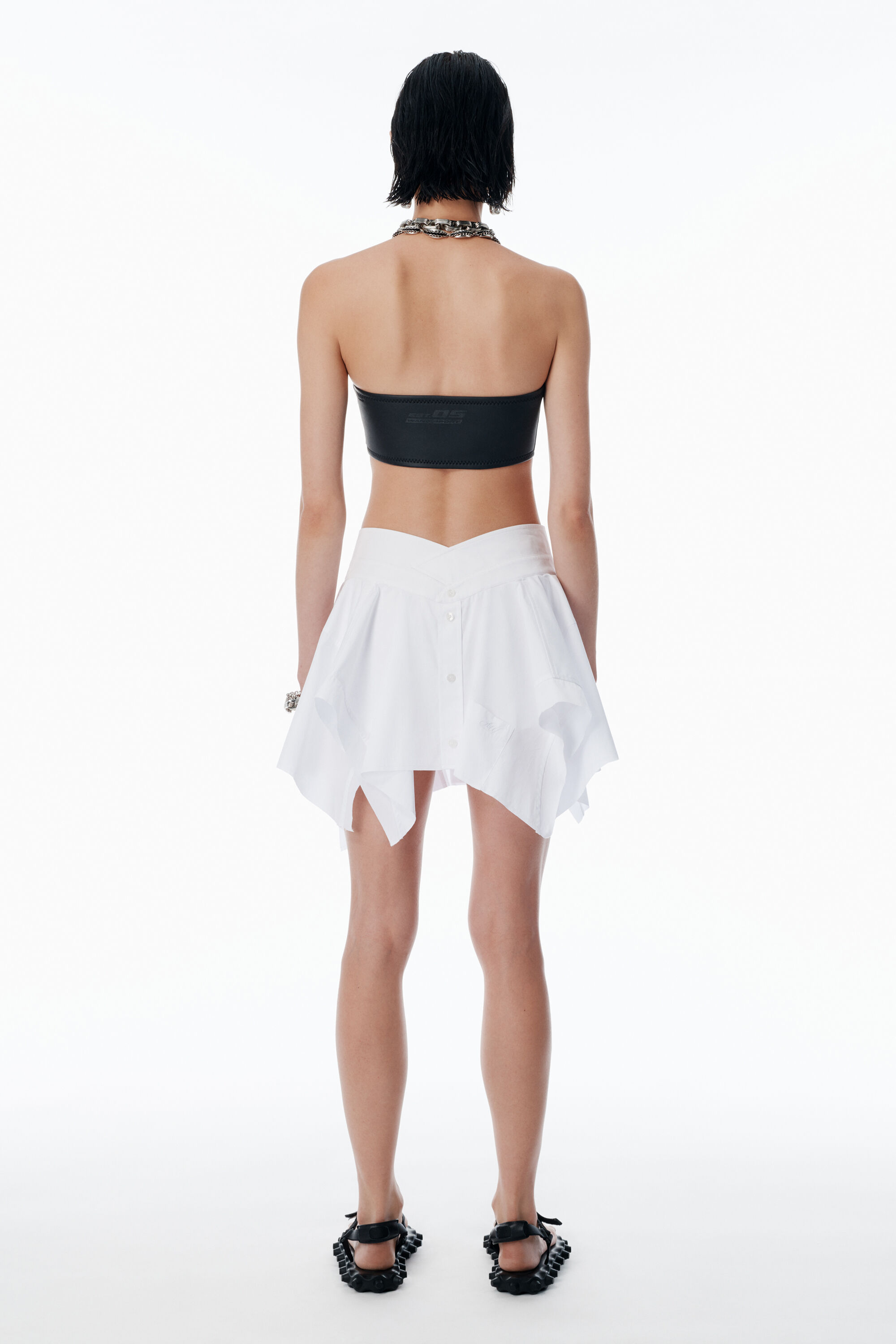 ●THEAIRTOWN● popping sk White Deconstructed Cotton Skirt in WHITE | alexanderwang®