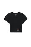 Alexander Wang black cropped short-sleeve tee in ribbed cotton jersey