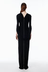 Alexander Wang black zippered sleeve maxi dress in jersey