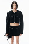 Alexander Wang black 黑色气泡纹理天鹅绒短款夹克