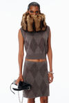 Alexander Wang brown crystal hotfix wool-blend argyle vest