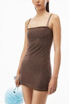 alexander wang clear hotfix slip dress in light mesh chocolate