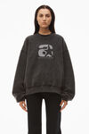 alexander wang sporty logo sweatshirt in reverse terry charcoal