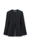 Alexander Wang black collarless tailored jacket with slits in wool blend