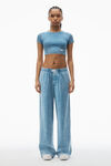 Alexander Wang washed blue cropped short-sleeve baby tee in ribbed cotton