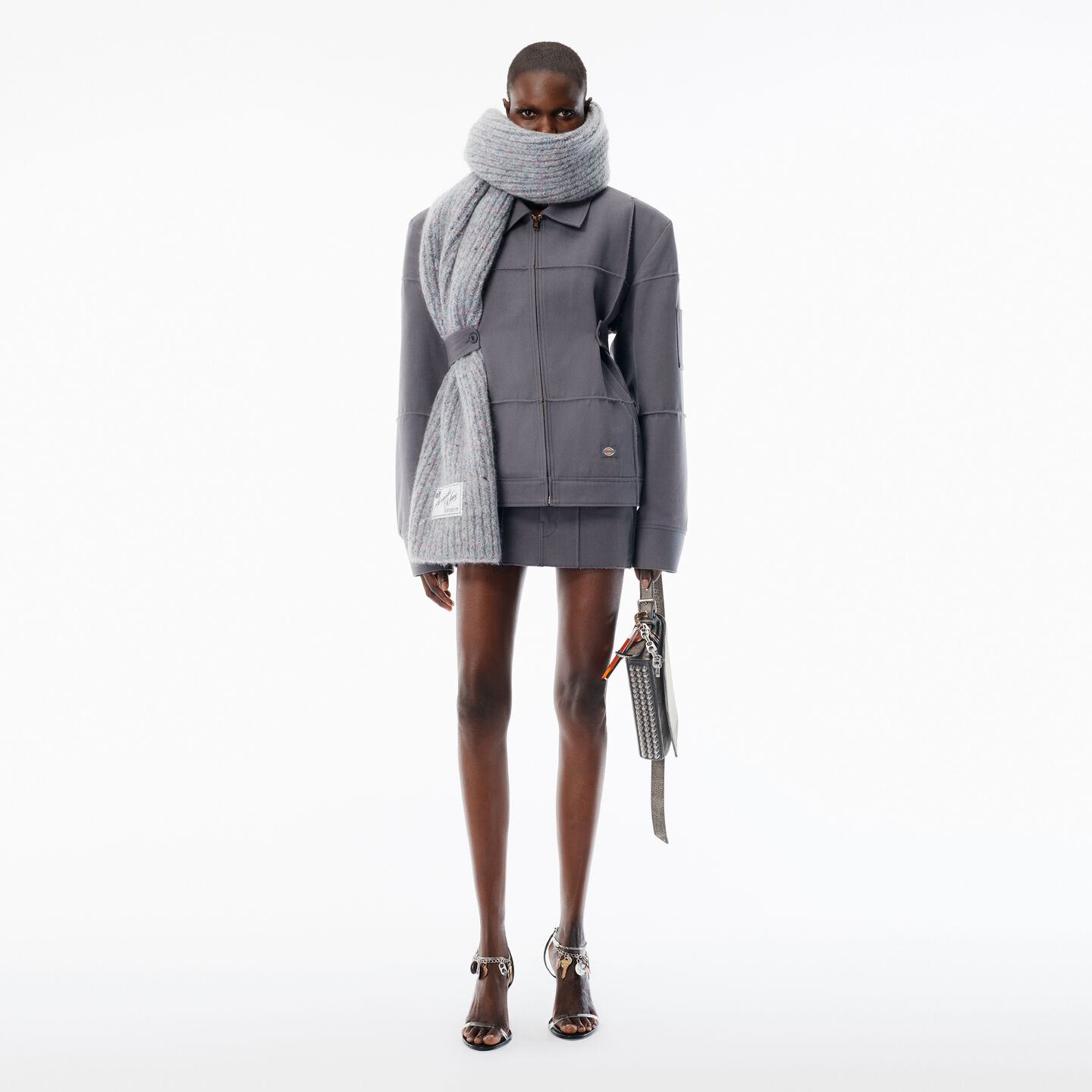 Alexander Wang Grey Cotton-blend Drill Jacket In Gray