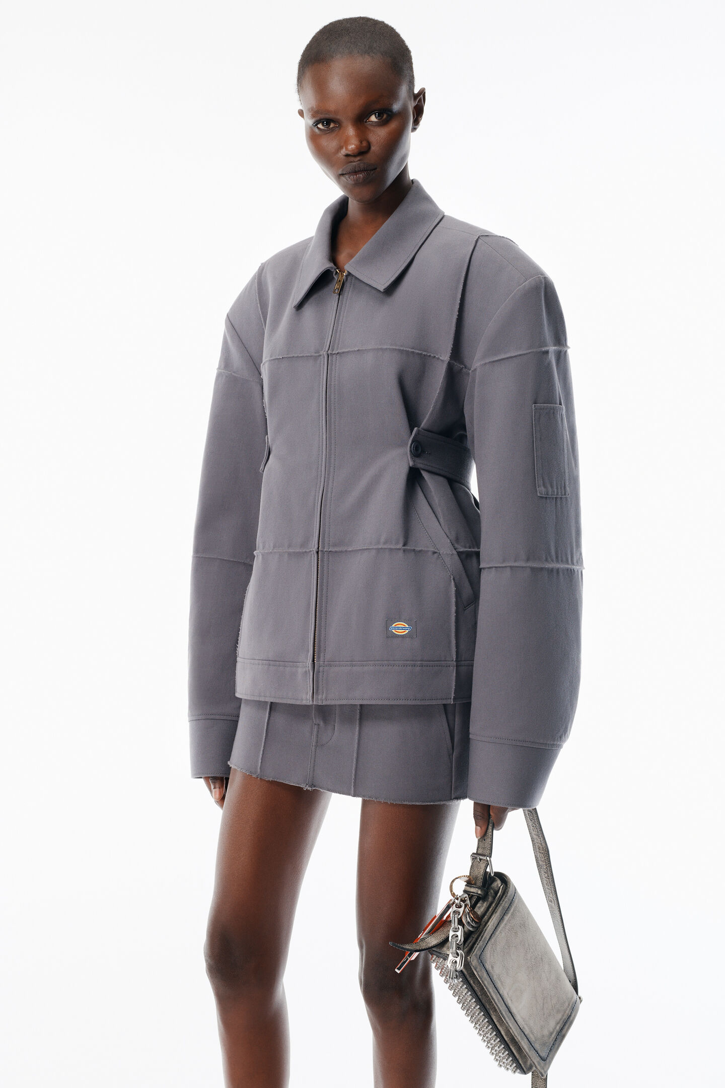 Alexander Wang Grey Cotton-blend Drill Jacket In Gray