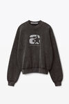 alexander wang sporty logo sweatshirt in reverse terry charcoal