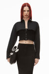 alexander wang 密织棉质叠搭缩褶吊带背心 black
