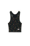Alexander Wang washed black multi 花卉图案罗纹棉质工字背心