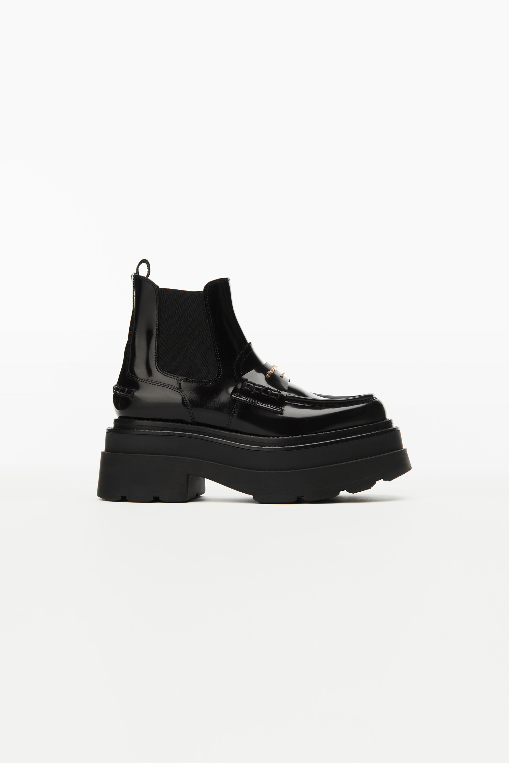 alexanderwang CARTER PLATFORM LOAFER BOOT IN LEATHER BLACK