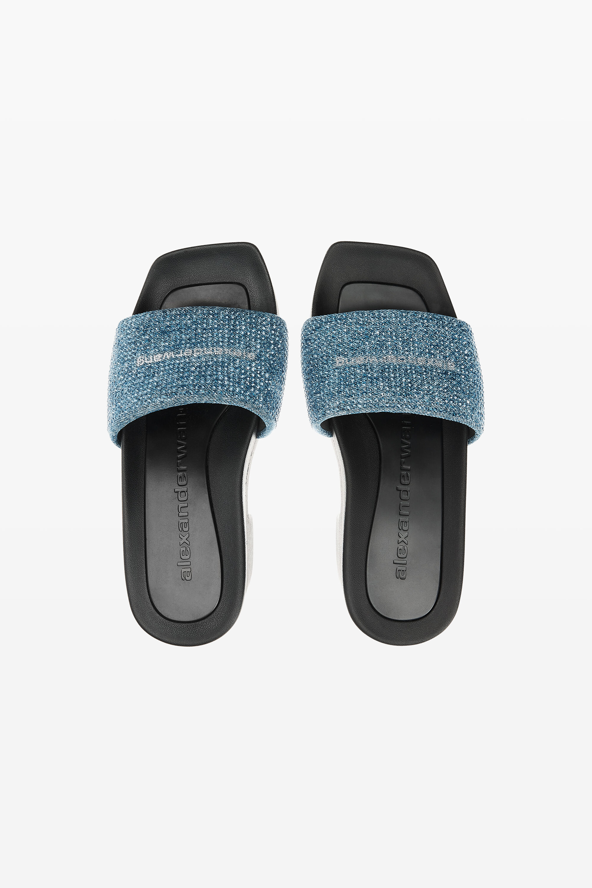 CRYSTAL DENIM PLATFORM AW POOL SLIDE in VINTAGE MEDIUM INDIGO