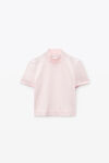 Alexander Wang ballerina pink kurzärmeliges oberteil mit stehkragen und logo
