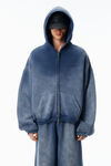 Alexander Wang washed navy crystal hotifx zip-up hoodie in cotton blend
